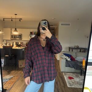 vintage oversized plaid button up flannel size large